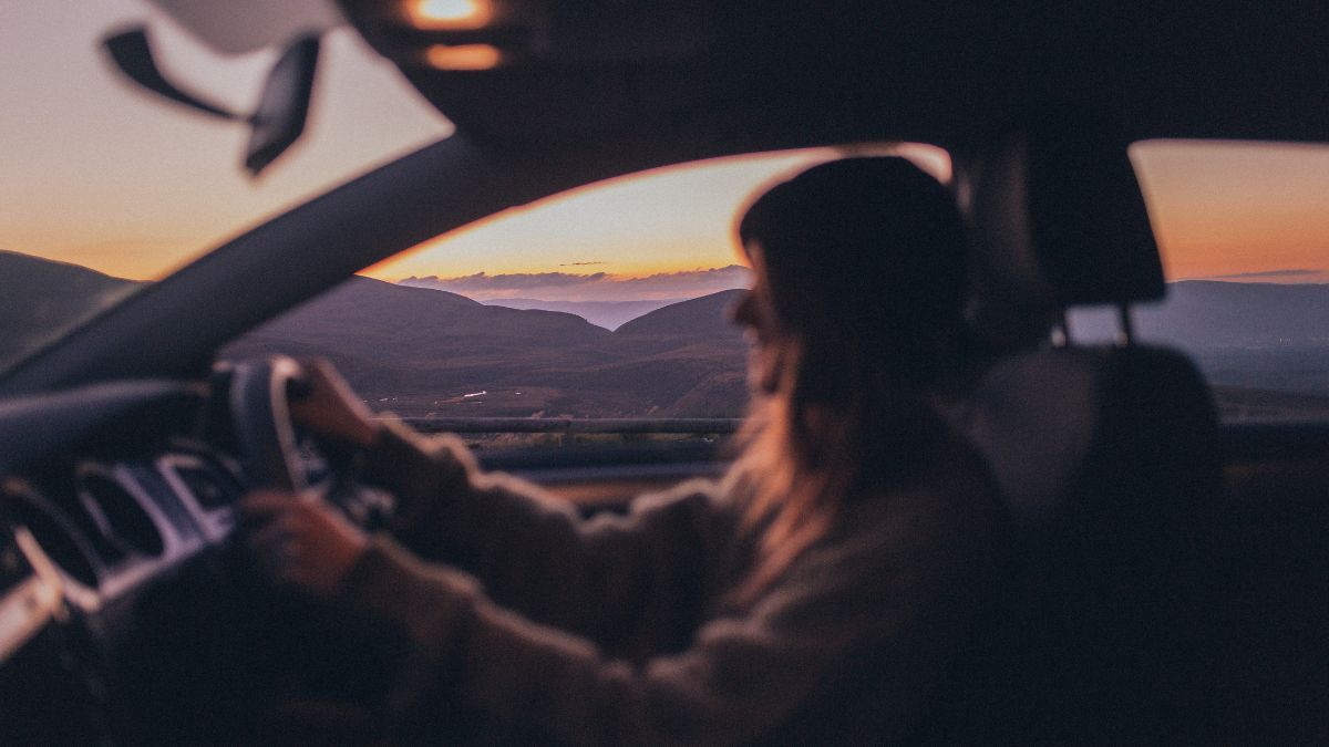Woman driving a car