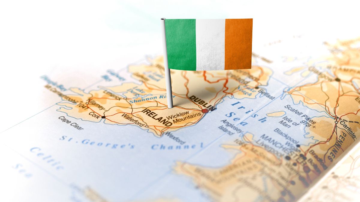 Ireland flag pinned on Ireland