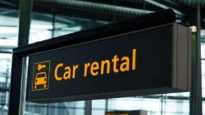 Car rental sign in the airport
