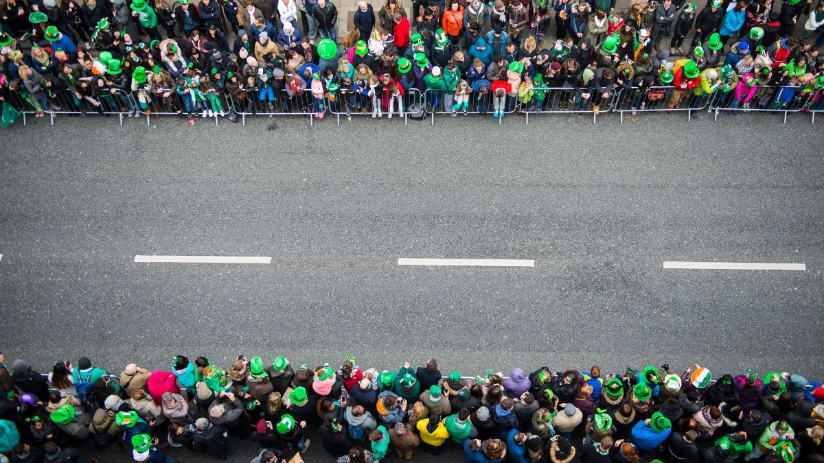 Group of people gathered for St. Patrick's Day