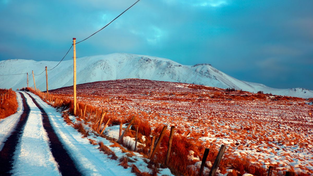Snowy landscape in County Kerry, Ireland