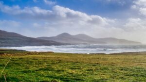 Idyllic coastal pasture along the Wild Atlantic Way and Ring of Kerry, Ireland