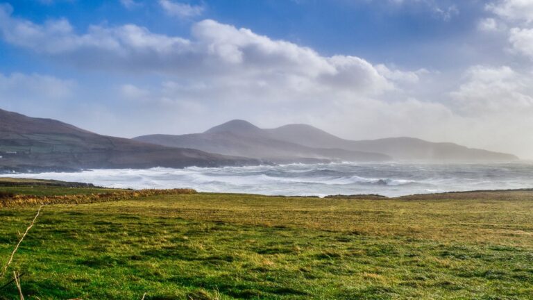 Idyllic coastal pasture along the Wild Atlantic Way and Ring of Kerry, Ireland