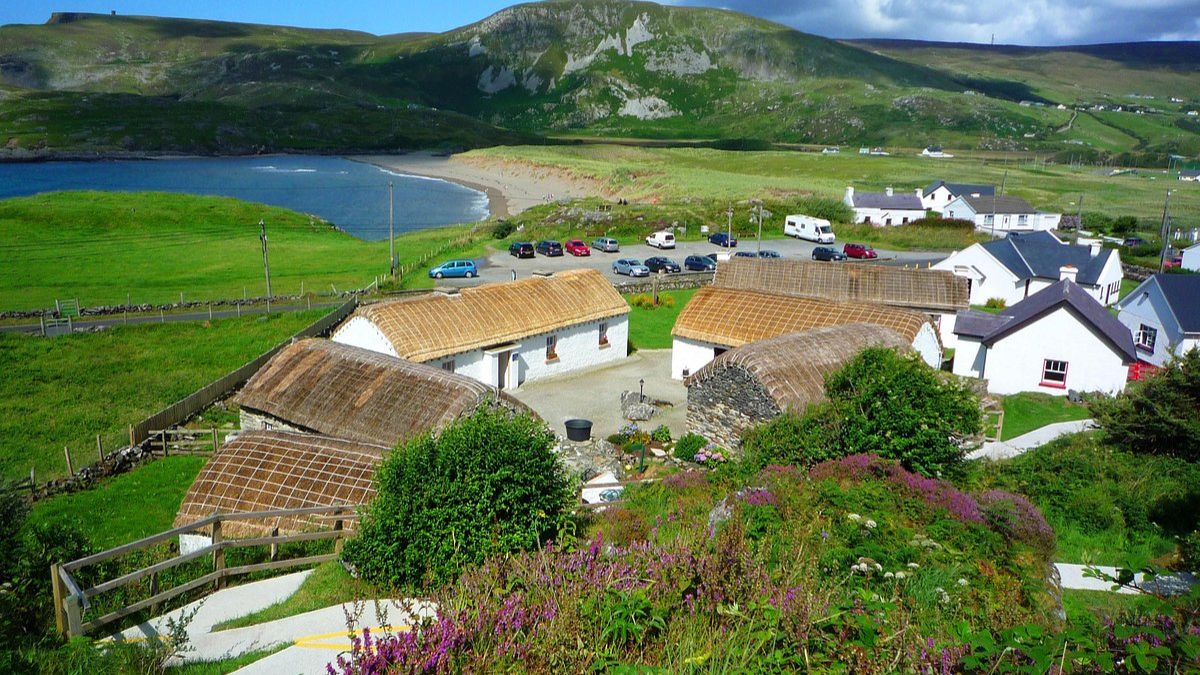 Aerial view of Glencolmcille Folk Village