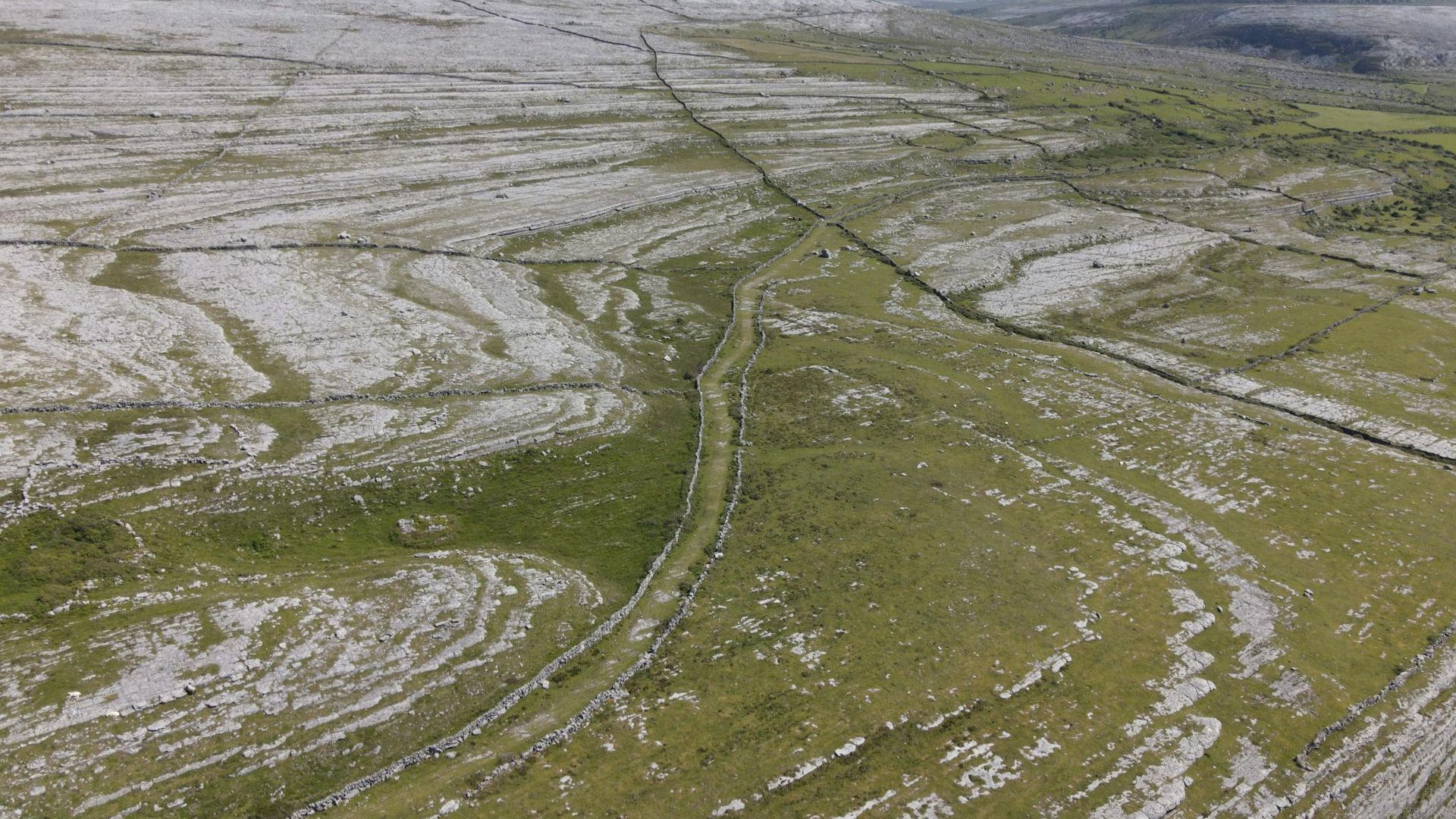 Aerial view of the burren landscape