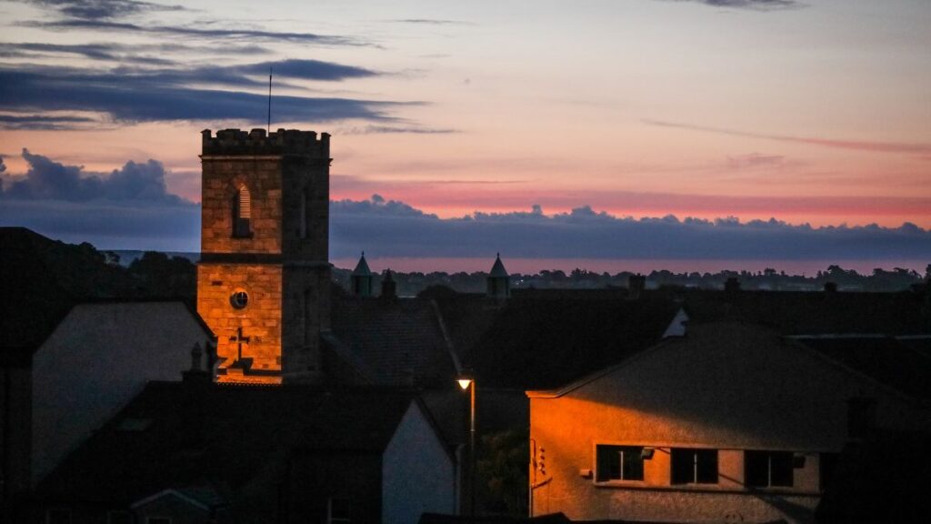 View of Dungarvan, Ireland at dusk.