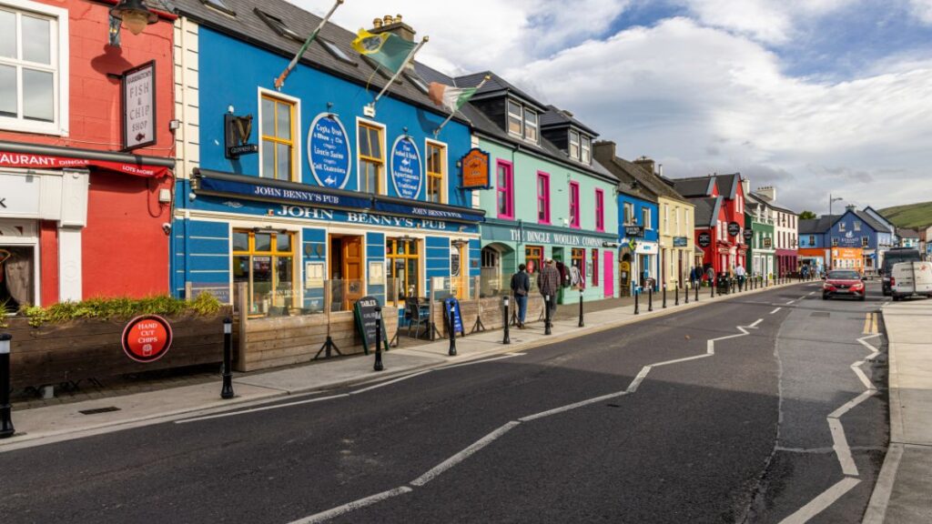 A colorful street in downtown Dingle, Ireland.