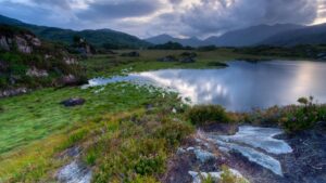Evening sky over lake in Killarney National Park, Ireland.