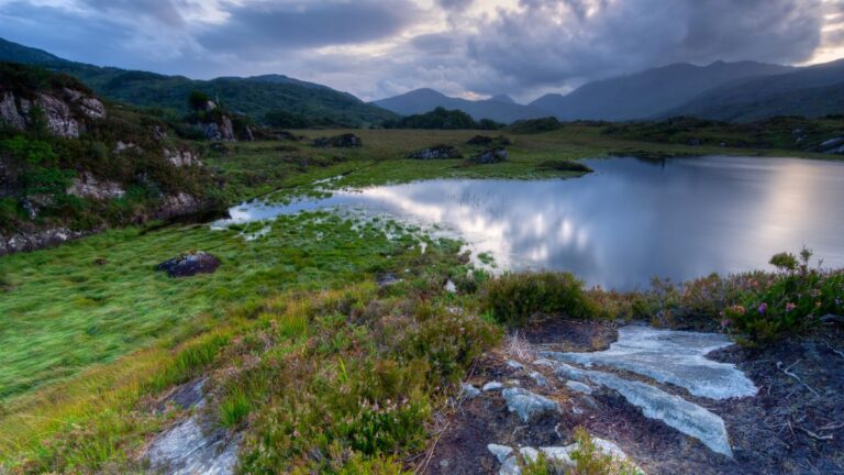 Evening sky over lake in Killarney National Park, Ireland.