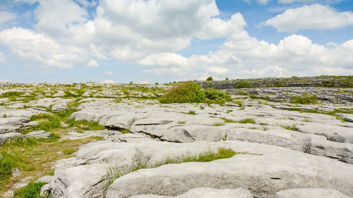 Exposed karst limestone bedrock at the Burren National Park, Ireland.
