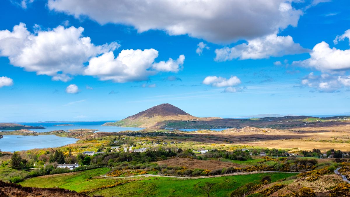 View of Tully Mountain from Connemara National Park, Ireland.
