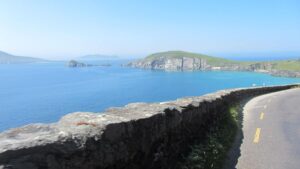 View along Slea Head Drive of Blasket Islands and Counmeenole Beach.